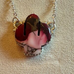 Pink Dahlia Sterling Silver Necklace